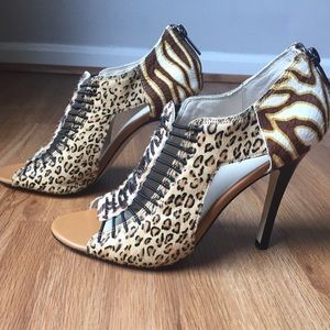 Nine West 9M Leather Calf Hair Stilettos Animal